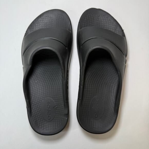 OOFOS OOahh Recovery Slide Sandals Black Size Men's 7 Women's 9 - Picture 4 of 7